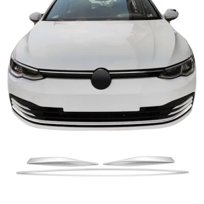 Abbildung von OMAC Kühlergrill Leisten Grillleisten kompatibel mit VW Golf 8 2019 2024 Edelstahl Silber 3tlg
