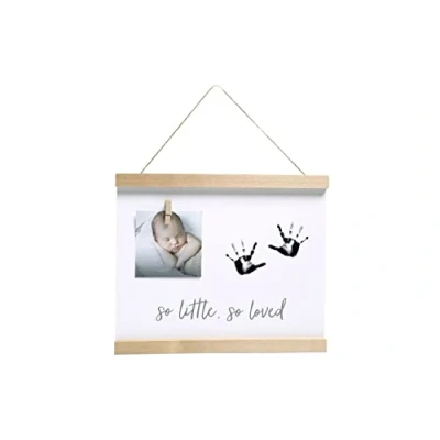Abbildung von Pearhead So Little Loved Baby Photo Frame, Handprint or Footprint Wall Art, Wooden Clip Keepsake Gender Neutral Nursery Decor
