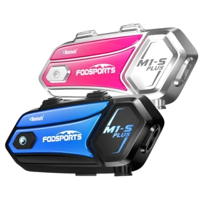Abbildung von Fodsports M1 S Plus Motorrad Headset Bluetooth,Intercom für 8 Motorräder Helm,Motorrad Kommunikationssystem mit 900mAH Batterie GPS MP3 FM Radio Musik teilen Mikrofon stumm