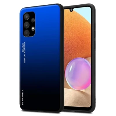 Abbildung von Cadorabo Hülle kompatibel mit Samsung Galaxy A32 4G Schutzhülle TPU Silikon Case Glas Slim Kratzfest Weiche Gummi Rundumschutz für in Schwarz