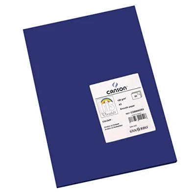 Abbildung von Canson 200040203 Iris Vivaldi glattes, farbiges Papier, A3, ultramarinblau 24