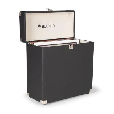 Abbildung von Audizio RC32 Robuster Koffer für Schallplatten Aufbewahrung Design Vinyl Holder Plattenkoffer Zubehör Schwarz