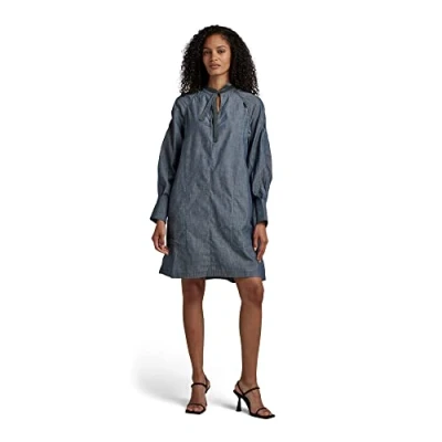 Abbildung von G Star Vneck Freizeitkleid, Damen, Größe: Medium, Raw denim