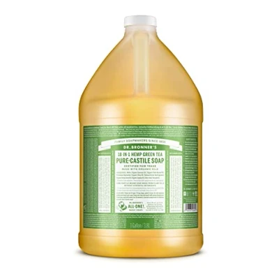 Abbildung von Dr. Bronners 18 IN 1 Naturseife Organic Flüssigseife Green Tea Grüner Tee Duschgel, Handseife, Shampoo und vieles mehr Mit Bio Ölen Fair Trade 3.800 ml