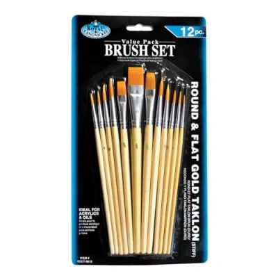 Abbildung von Royal &amp; Langnickel RSET 9612 Gold Taklon 12 teiliges Flach und Rundpinsel Set