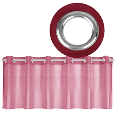 Abbildung von Ösen Bistrogardine in B160cm x L60cm, transparente Uni Scheibengardine Voile vielen erhältlich (bordaux Beere)