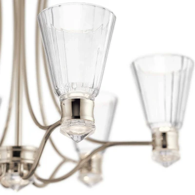 Abbildung von Elstead Lighting QN KAYVA13 PN QUINTIESSE Kronleuchter Kayva LED 36W IP44 3000K Stahl, Nickel poliert, Glas klar facettiert H:63.9cm Ø71.1cm