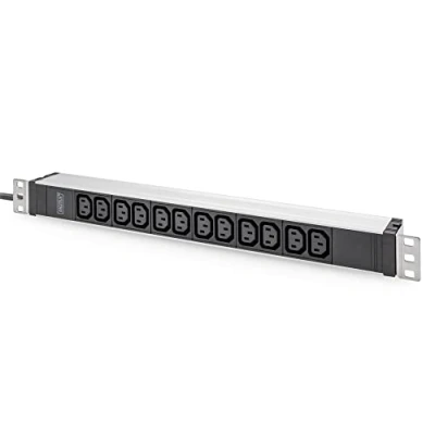 Abbildung von DIGITUS 19&quot; Steckdosenleiste 12 C13 Abgriffe 1HE 250VAC 50/60Hz 10A Mit Leitungsschutz Schalter Für 19 Zoll Netzwerk und Serverschränke