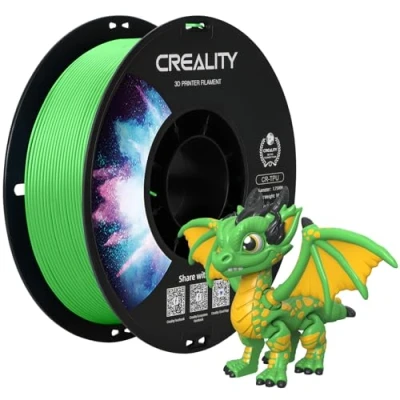 Abbildung von Creality Offizielles TPU Filament, 1 kg, 1,75 mm, härter und stärker, 3D Drucker, weniger Verheddern, Maßgenauigkeit +/ 0,03 kg/Rolle, passend für die meisten FDM Grün