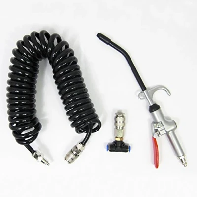 Abbildung von All Ride Luftpistole mit Spiralschlauch 5 Meter Max. Luftdruck 13KG/cm² Gebogene Düse Inkl. T Stück Schwarz