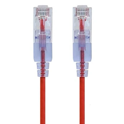 Abbildung von Monoprice 116314 SlimRun Cat6A Ethernet Patchkabel snagless RJ45 UTP Pure Bare Kupferdraht 10G 30AWG 0,3m rot 10er Pack