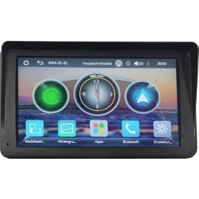 Abbildung von Technaxx Wireless Car Play &amp; Android Auto Display 7&quot; TX 320 mit Bluetooth 5.0, FM Transmitter, AUX Ausgang, eingebautem Lautsprecher, MicroSD Steckplatz, Armaturenbrett /Windschutzscheibenhalterung