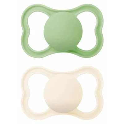 Abbildung von MAM Supreme S282 Schnuller Set mit extrafeinem SkinSoftTM Silikon Schnuller, extra weich, großen Löchern für empfindliche Haut, 6+ Monate, neutral