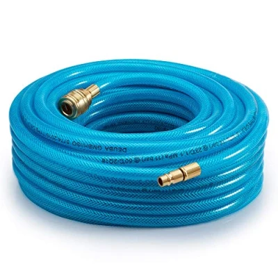 Abbildung von Deuba Druckluftgeräte Set, Druckluftschlauch 15m PVC Schnellkupplung 15 bar 1/4&quot; Anschluss Ø