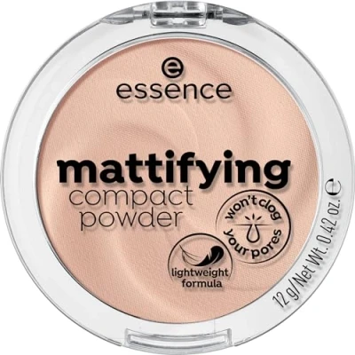 Abbildung von essence cosmetics mattifying compact powder, Puder, Nr. 11 pastel beige, nude, für Mischhaut, trockene Haut, unreine mattierend, matt, vegan, Nanopartikel frei (12g)