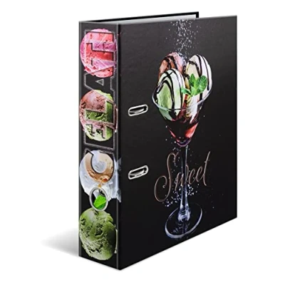 Abbildung von HERMA Ordner A4 Eiscreme, 7 cm breit, Rezeptordner zum Selberschreiben und Abheften, Küchen Motiv Rezeptbuch mit glänzender Veredelung Innendruck für Kochrezepte