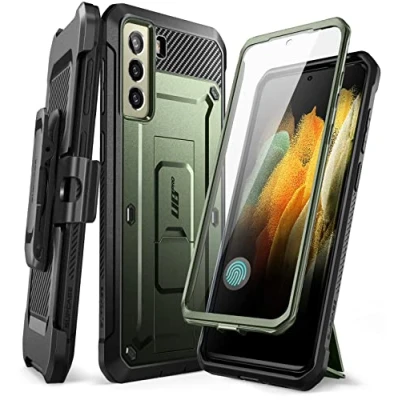 Abbildung von SupCase Outdoor Hülle für Samsung Galaxy S21 FE 5G (6.4&#039;&#039;) Handyhülle Bumper Case 360 Grad Schutzhülle Cover [Unicorn Beetle Pro] mit Integriertem Displayschutz und Ständer (Grün)