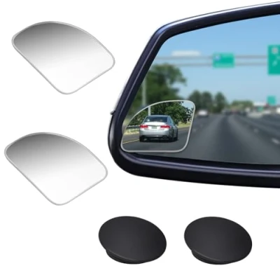 Abbildung von Amfor toter Winkel Spiegel HD Glas konvexe Linse rahmenlos verstellbar für konvex, Autos, LKWs, SUVs, Verkehrssicherheit 2 Stück (BSM sector)