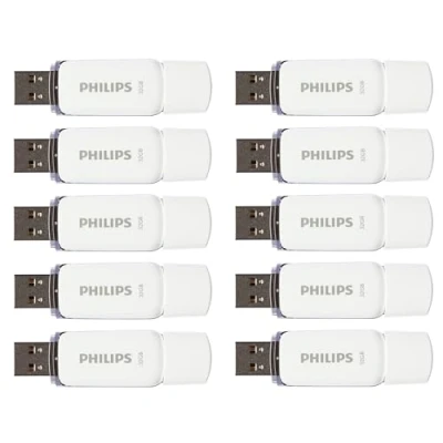 Abbildung von Philips Snow Edition 2.0 USB Flash Laufwerk 10x 32GB für PC, Laptop, Computer Data Storage, Lesegeschwindigkeit bis zu 23 MB/s