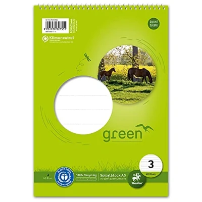 Abbildung von 2 x Staufen Spiralblock Green A5 Kopf 70 g/qm Lineatur 3 40 Blatt