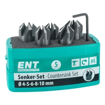 Abbildung von ENT 26516 5 tlg Aufsteckversenker Set HSS, Durchmesser (d) 4, 5, 6, 8 und 10 mm, e 90, Rechts