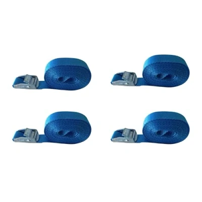 Abbildung von LOADCARE 4er Set 4m Spanngurt mit Klemmschloss Befestigungsgurt Schnellspanngurt 25mm breit Klemmschlossgurt einteiliger Zurrgurt 350daN (Blau)