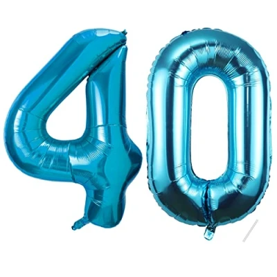 Abbildung von 40 Geburtstag Deko zahlen luftballon jahre Folienballon blau für 40. Geburtstagsdeko Männer Frauen Ballon Zahl zum fliegt mit Helium 40.Geburtstagsparty 40&quot; 101cm