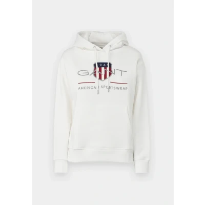 Abbildung von GANT Archive Shield Hoodie Sweatshirt, Damen, Größe: XS, Ecru