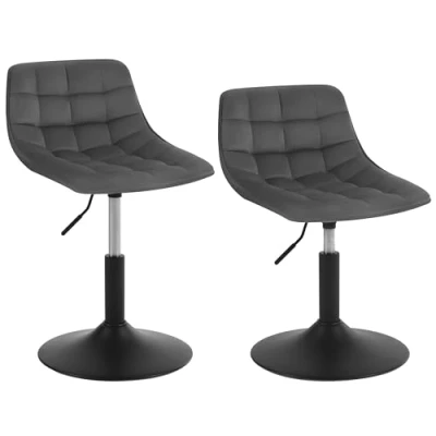 Abbildung von Woltu Barhocker (2 St), 360 Schwenken Samt Sitz 38 49.5cm Hoch dunkelgrau