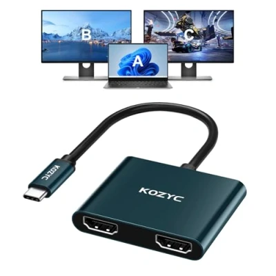 Abbildung von KOZYC USB C to Dual HDMI Adapter 4K@60Hz, Type Splitter Extended Display Kompatibel mit MacBook/MacBook Pro Air Dell XPS13/15, Samsung Galaxy S9/S9+ (Only on Windows Support MST), Green