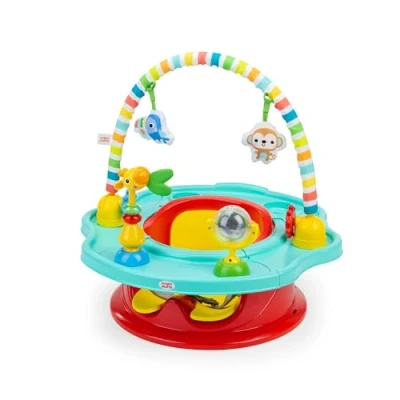 Abbildung von Bright Starts 3 in 1 SuperSeat Playful Paradise, Aktivitätssitz mit Spielzeug, Snack Tablett, Sitzerhöhung, BPA freies Unisex, 6 Monate +