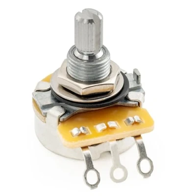 Abbildung von CTS 450 Serie A500K Split Shaft Potentiometer Audio Taper Logarythmisch Poti für E Gitarre oder Bass, 10% Toleranz