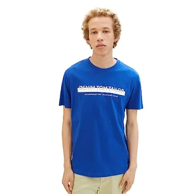 Abbildung von TOM Tailor Denim Tshirt print, Herren, Größe: Medium, Shiny royal blue
