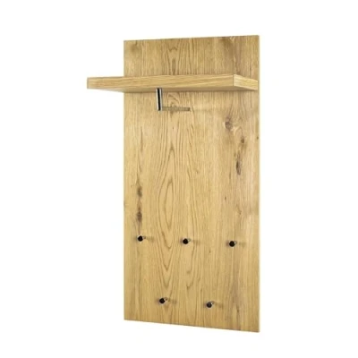 Abbildung von HAKU Möbel Wandgarderobe chrom, eiche, MDF, Metall, Wabenplatte Echtholzfurnier Maße: B 49 cm x H 100 T 31 cm, Style: Modern
