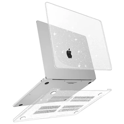 Abbildung von ZYB Hülle für MacBook Pro 13 Zoll 2022 2016 (M2/M1 A2338 A2289 A2251 A2159 A1999 A1708 A1706), Ultradünne Hartschale Schutzhülle Case Mac 13, Glitzer klar