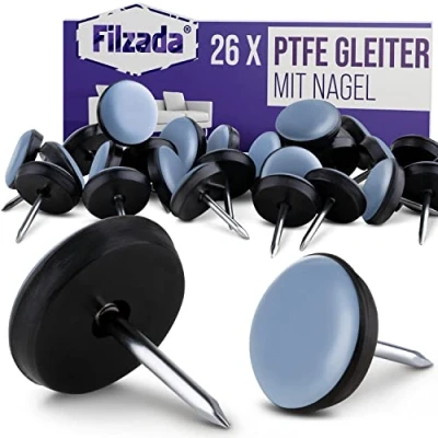 Abbildung von Filzada Möbelfuß 26x Teflongleiter Nagel Ø20mm PTFE Möbelgleiter Stuhlgleiter Nageln