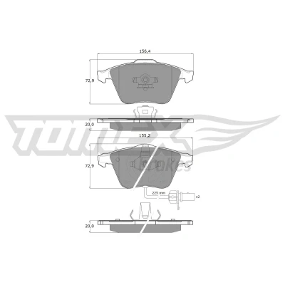 Abbildung von TOMEX brakes TX 14 23 Bremsbelagsatz Vorderachse inkl. Verschleißwarnkontakt AUDI: A4 B7 Avant, A6 C6 Limousine