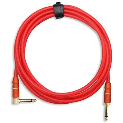 Abbildung von Pronomic Trendline INST A 3R Klinkenkabel 3m (Professionelles Gitarren /Instrumentenkabel, 6,3mm Klinke, 24 Karat vergoldet, flexibler und robuster Außenmantel, inkl. Kabelklette) rot