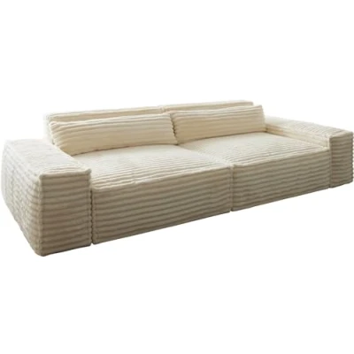Abbildung von DELIFE Big Sofa Sirpio, XL Plüschcord Beige 270x130 cm