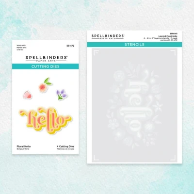 Abbildung von Spellbinders Floral Hello Stencil and Die Bundle (BD 0750) (DISCONTINUED)