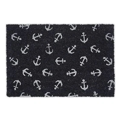 Abbildung von Relaxdays Fußmatte Kokos, Anker, 60x40 cm, rutschfest, wasserfest, Fußabtreter innen &amp; außen, Türmatte, dunkelblau/weiß, 10039024