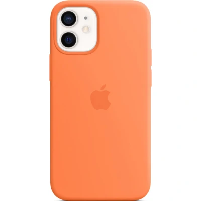 Abbildung von Apple iPhone 12 Mini Hülle MagSafe Silikon Original Soft Case/Backcover Handyhülle Orange