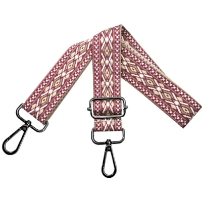 Abbildung von Verstellbarer Schultergurt für Taschen Damen Tragegurt, Taschengurte zum Wechseln, Taschengurt Breit 3.8cm mit Schwarz Karabiner, Schulterriemen Schultertasche Handtaschen, Rose Weiß, N20