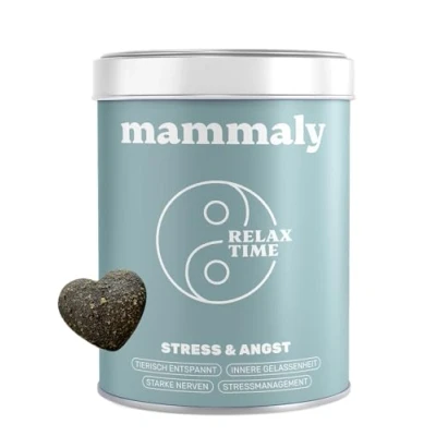 Abbildung von mammaly Relax Time Beruhigungsmittel für Hunde, Anti Stress Snack mit Baldrian Kamille &amp; Probiotika, Stresssituationen, Angst, Nervosität, Seelenruhe an Sylvester (175 g (1er Pack))
