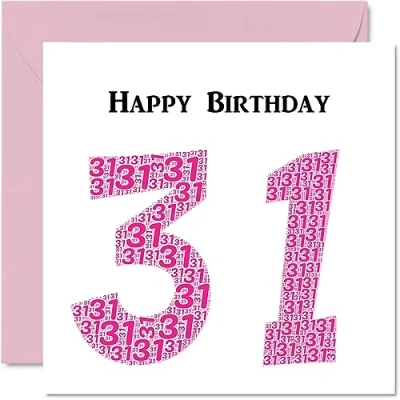 Abbildung von lustige Geburtstagskarte zum 31. Geburtstag für Frau Shapecloud Happy Birthday Karte Vater, Mutter, Sohn, Tochter, Bruder, Schwester, Onkel, Tante, Cousin, 145 mm x Grußkarten,