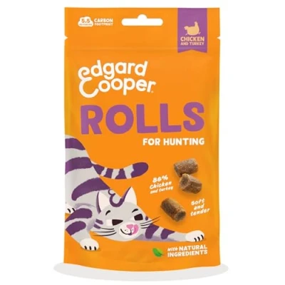 Abbildung von Edgard Cooper natürliche Katzensnacks, Rolls mit Huhn und Truthahn (1 x 45 g Beutel), getreidefrei, vollgepackt frischem Fleisch, hoher Proteingehalt, Zutaten &amp; ohne Zuckerzusatz.
