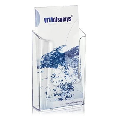Abbildung von 10 Stk. DIN lang, A6 Wandprospekthalter, transparenter Flyerhalter und Postkartenhalter, Wand Prospekthalter für DL &quot;trifold&quot; Flyer, als Wandhalter Prospekte oder Postkarten