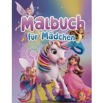 Abbildung von Malbuch für Mädchen: 80 wunderschöne Ausmalbilder ab 6 Jahren. Motive von Feen, Prinzessinnen, Einhörner und Meerjungfrauen. Das perfekte Geschenk Mädchen.