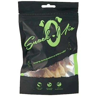 Abbildung von SnackOMio Premium Hundesnack knusprige Kaninchenohren an Entenbrustfilet, getreidefrei, 1er Pack (1 x 70g)