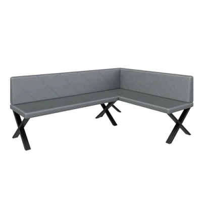 Abbildung von Eckbank Akiko Metal X Eckbankgruppe für Ihrem Esszimmer, Küche modern, Sitzecke, Essecke. Perfekt Küche, Büro und Rezeption. Solide Starke Verarbeitung. (196x142 Rechts Soft29)